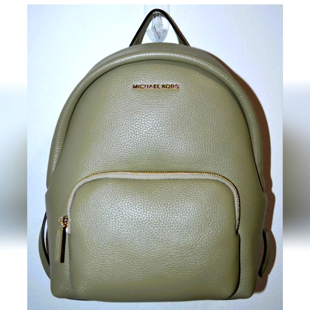 Michael Kors Erin Pebbled Leather Olive Medium Size Backpack $398